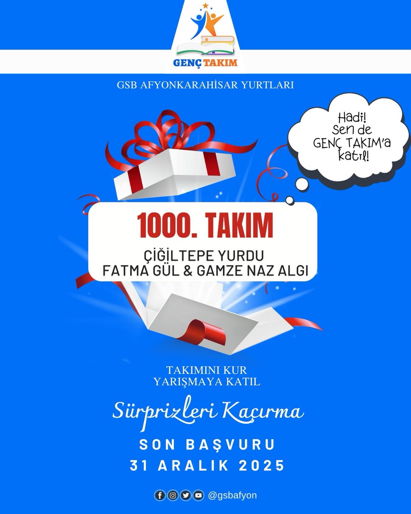 GSB Afyonkarahisar Yurtlarında “Genç Takım” Heyecanı